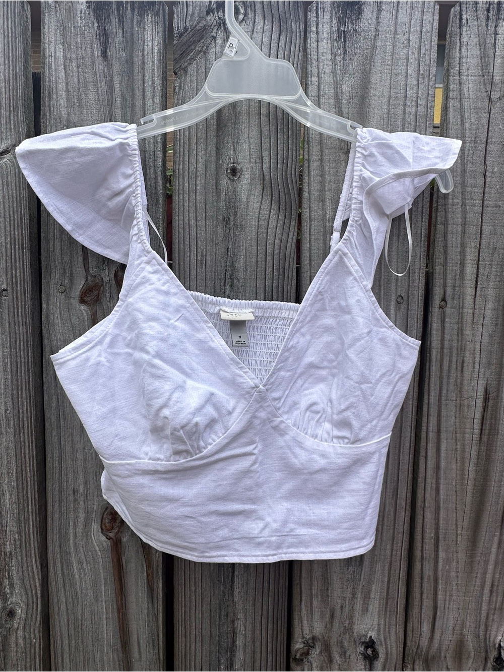 a new day White Ruffle Strap V-Neck Crop Top